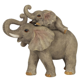 ##Mother and Baby Resin Elephant Ornament