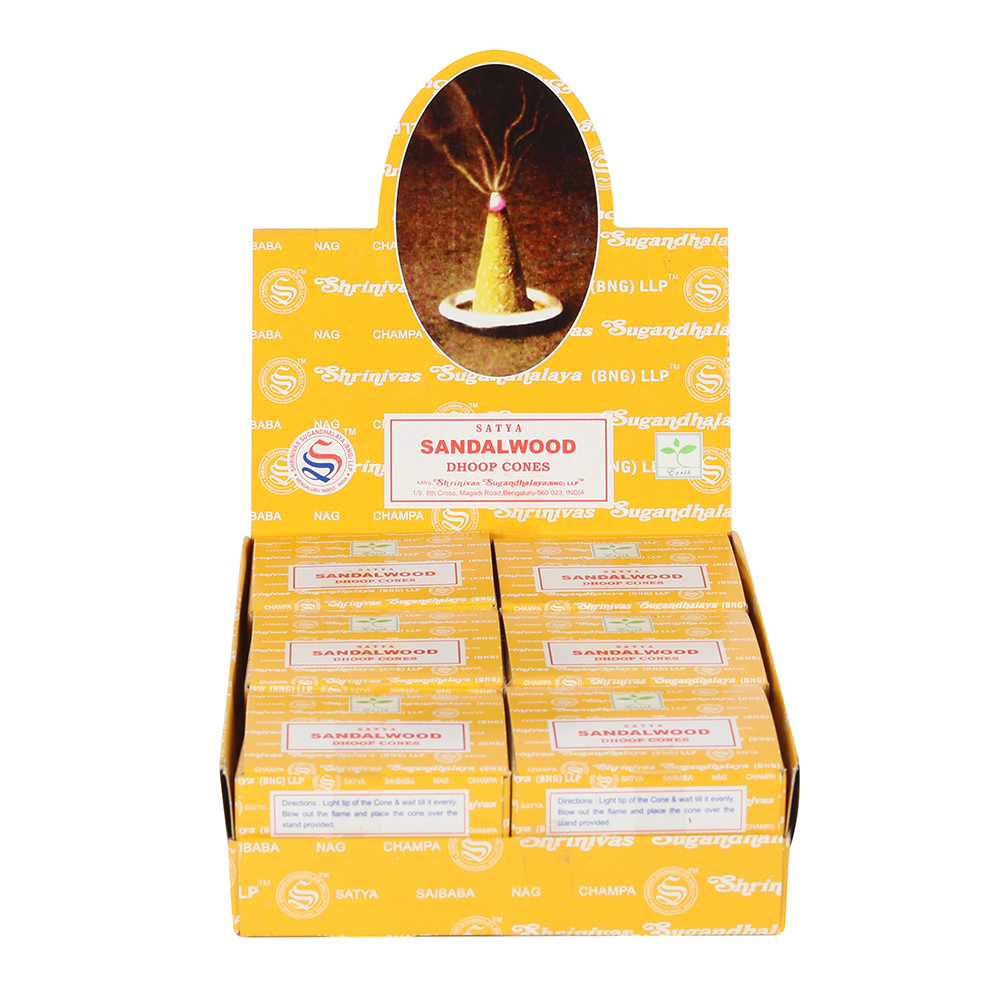 *Set of 12 Sandal Wood Dhoop Incense Cones by Satya