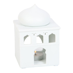 ##Off White Gloss Mosque Ceramic Oil Burner