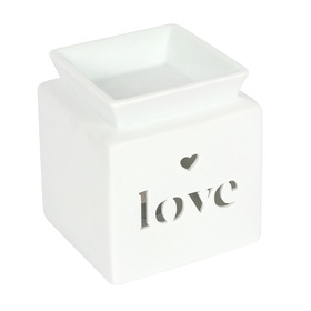 ##White Love Cut Out Ceramic Oil Burner